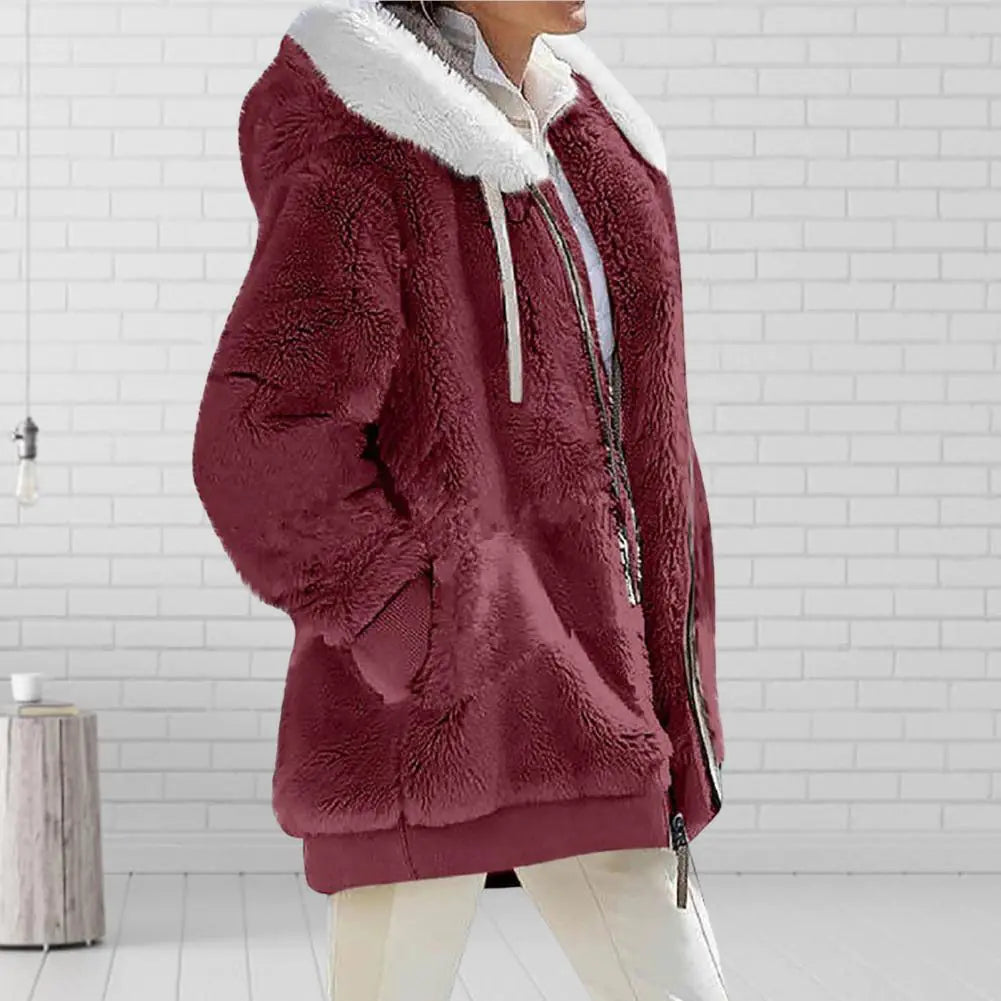 Plush Zipper Coat for Women & Plus Sizes (various colors)