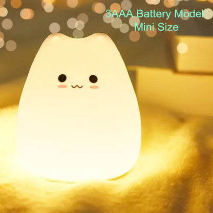 Mini Kawaii Cat Night Lamp (incl multi color feature)