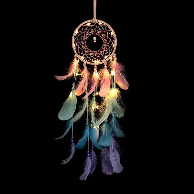 True Feather Dream Catcher With Lights