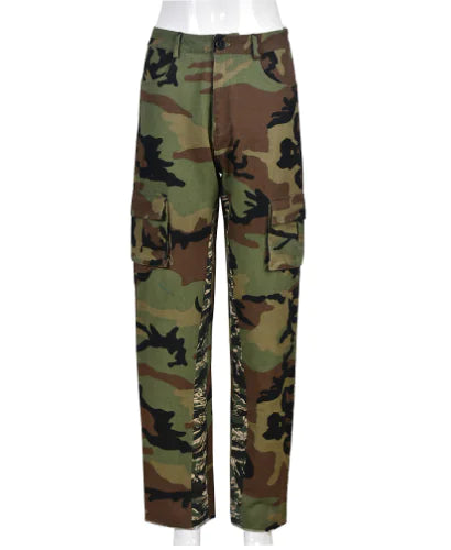 Camo Cargo Pencil Straight Pants