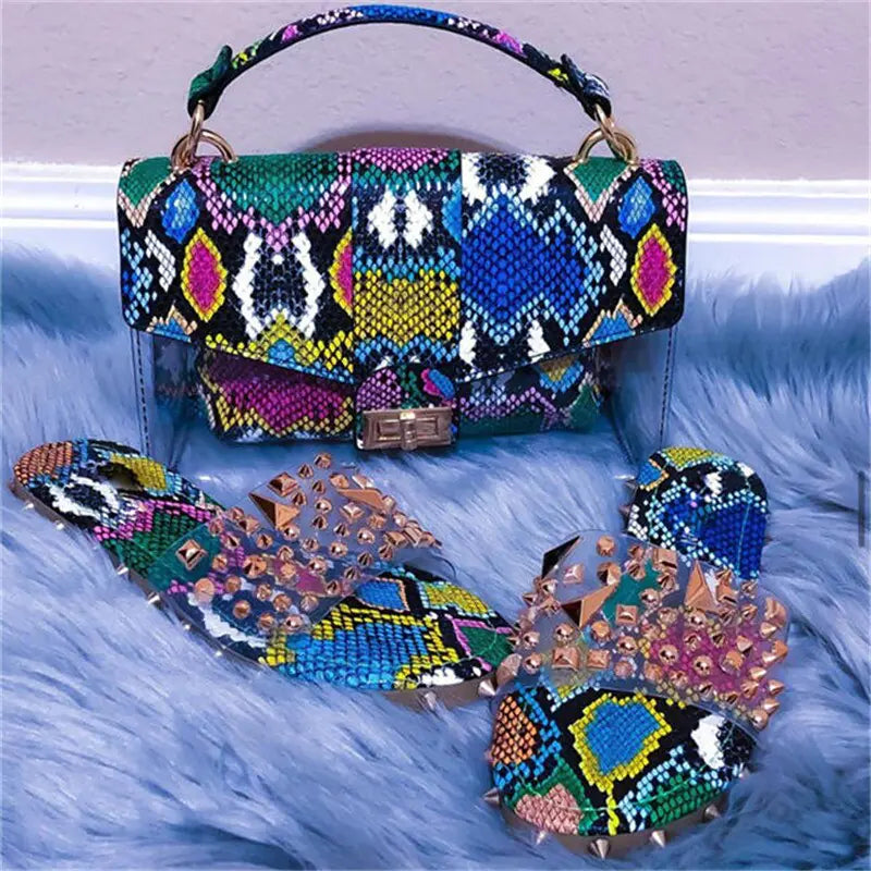 Jelly Snake Print Shoes & Handbag Set (various styles)