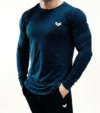 Long Sleeve Cotton T-Shirt: Jogger Muscle Exercise (various colors)