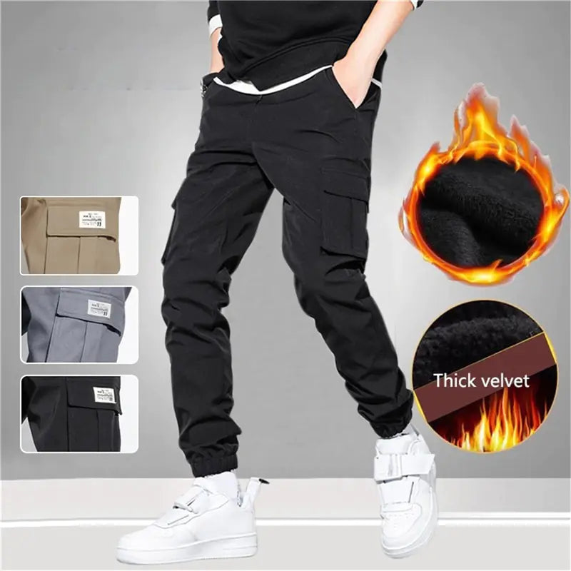 Thick Warm Fleece Cargo Pants (3 shades)