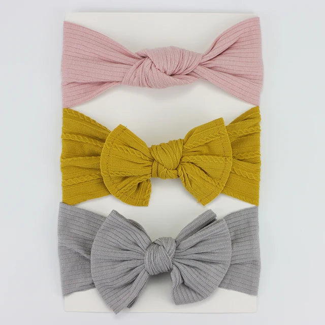 3Pcs/Lot Knit Baby Headband Bow Set (various colors)