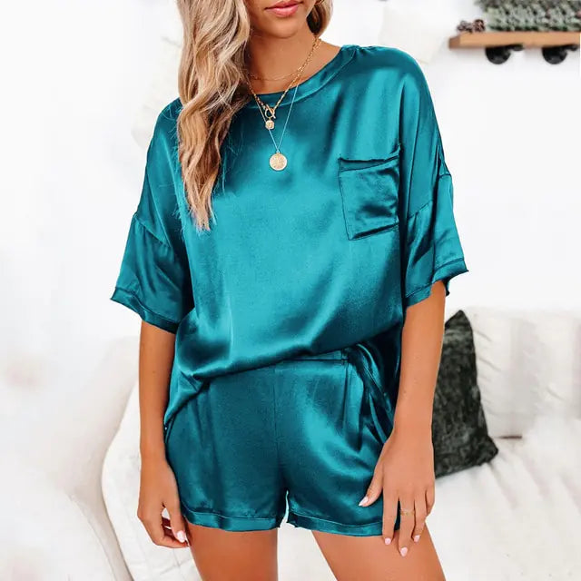 Summer Satin Pajamas Set Women (various colors)