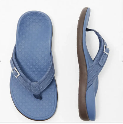 Women's Stylish Flat PU Metal Flip Flops (various colors)