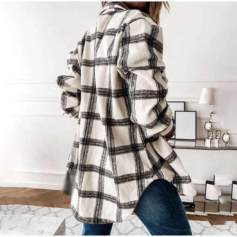 Oversized Women's Plaid Shirt Jacket (various styles)