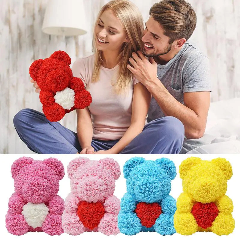 Valentine's Day Rose Flower Bear (various colors)