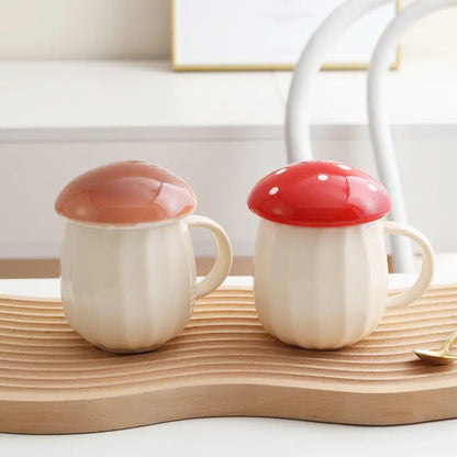 Cute Mushroom Cup With Lid Ceramics Coffee Mug