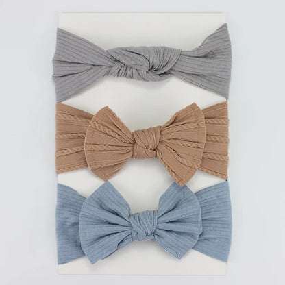 3Pcs/Lot Knit Baby Headband Bow Set (various colors)