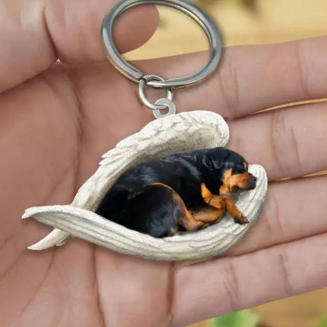 Dog Sleeping Angel Keychain (various colors)