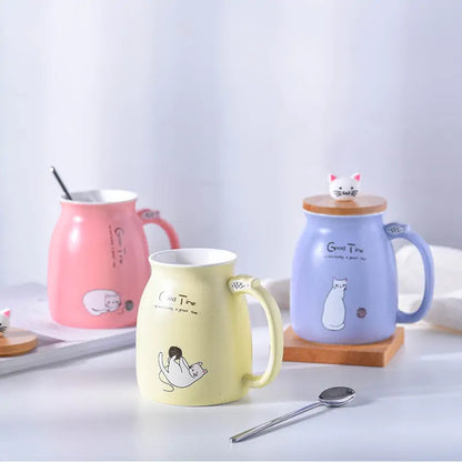 450ml Ceramic Cat Mug (4 shades)