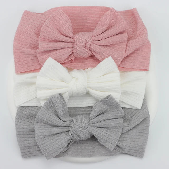 3Pcs/Lot Knit Baby Headband Bow Set (various colors)