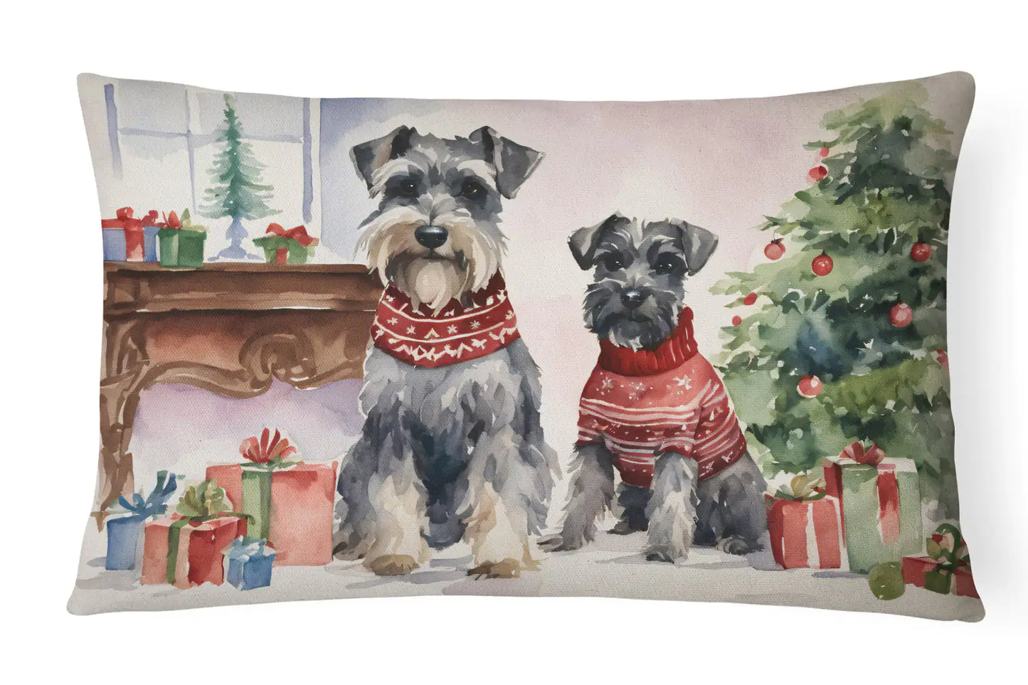 Schnauzer Christmas Throw Pillow