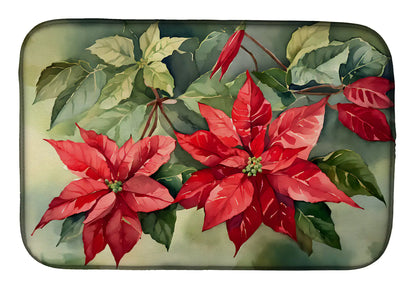 Christmas Poinsettias Dish Drying Mat