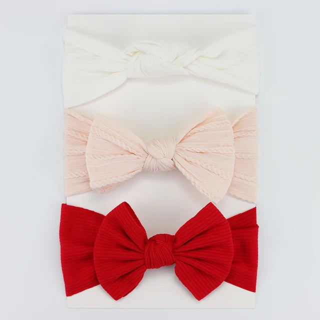 3Pcs/Lot Knit Baby Headband Bow Set (various colors)