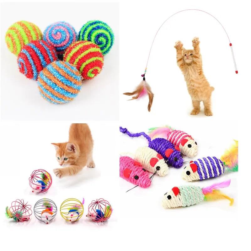 Cat Toys - Variety of Feathers, Wands, Bells & Mice