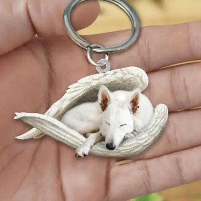 Dog Sleeping Angel Keychain (various colors)