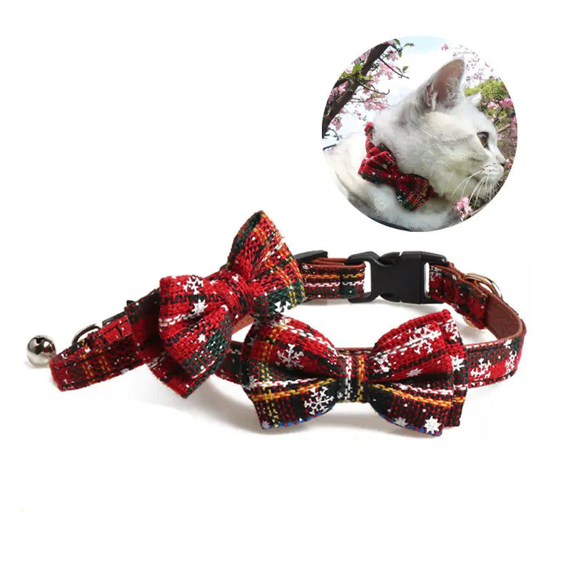 Red Bowtie Striped Cat Collar