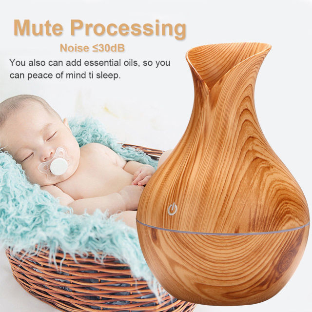 Vase Shape Wood Grain Humidifier & Essential Oil Diffuser