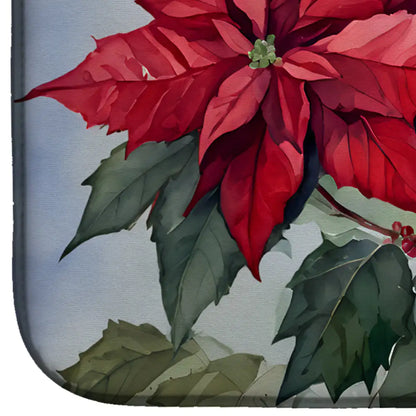 Christmas Poinsettias Dish Drying Mat