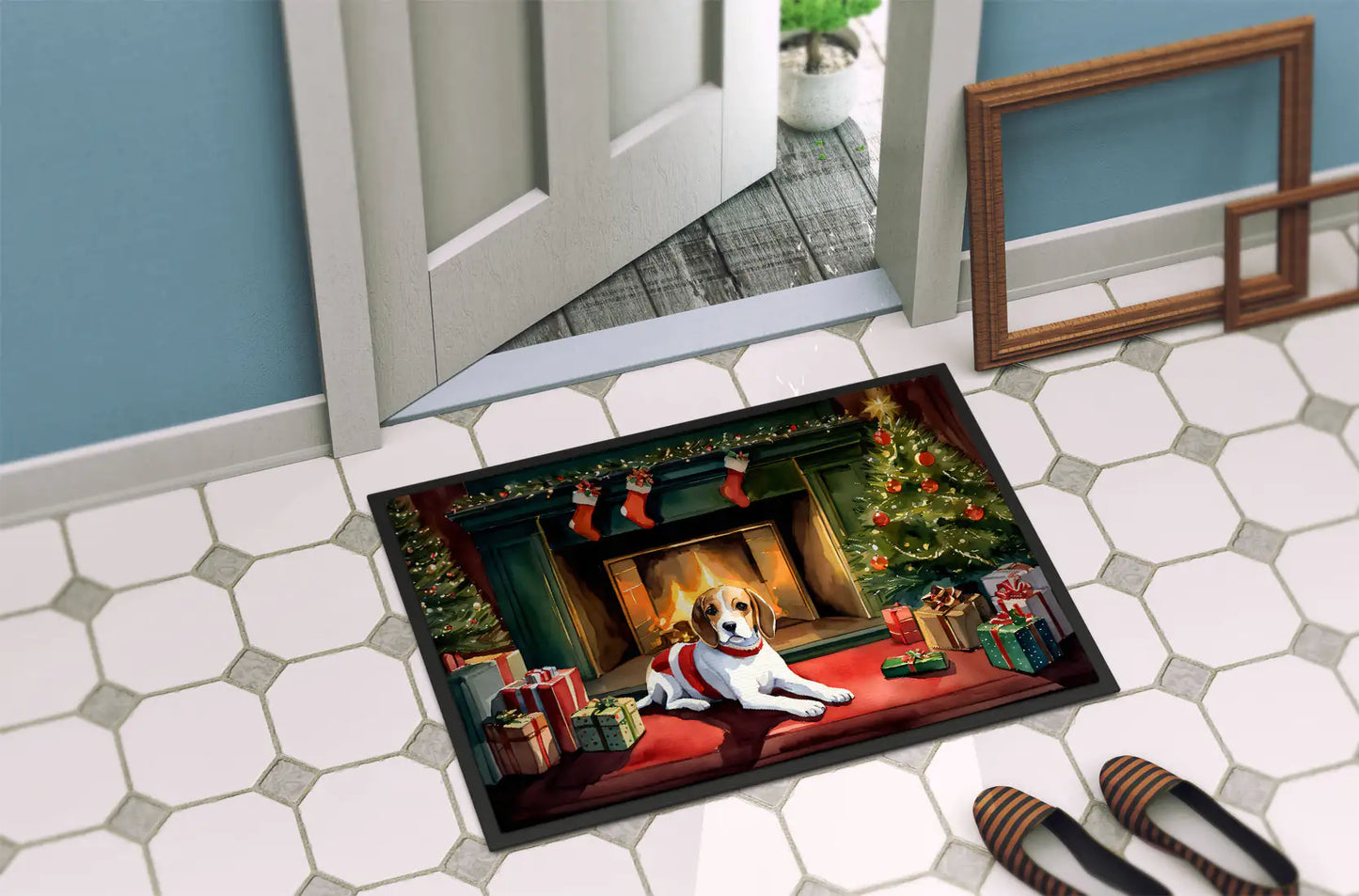 Beagle Cozy Christmas Doormat