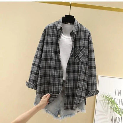 Oversized Women's Plaid Shirt Jacket (various styles)