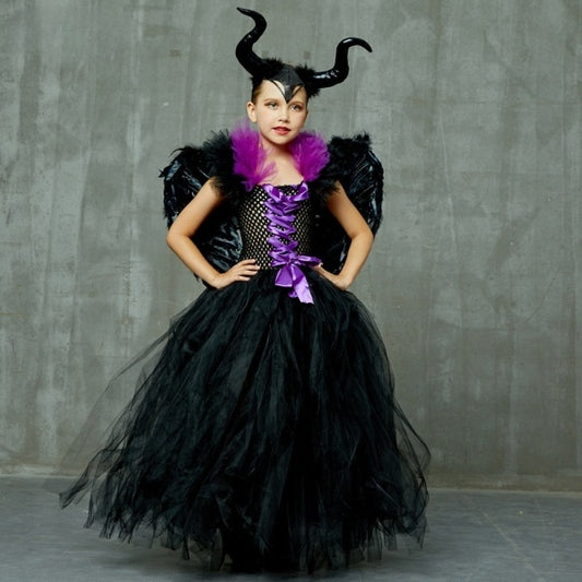 Black Gown Tutu Dress with Deluxe Horns and Wings