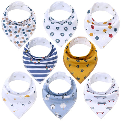 Sets of 8 Soft Baby Bibs (various colors & patterns)