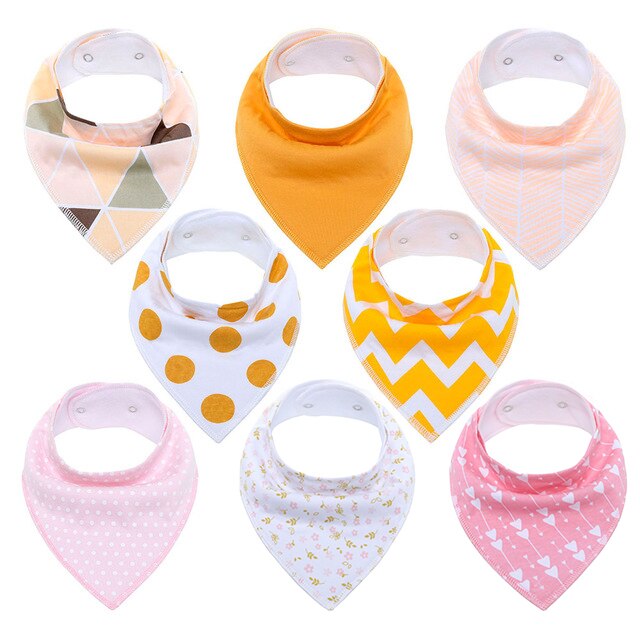 Sets of 8 Soft Baby Bibs (various colors & patterns)