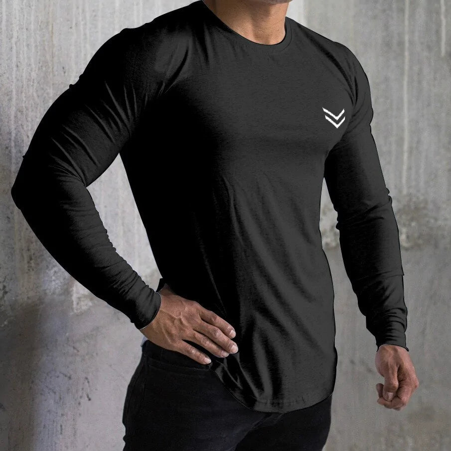 Long Sleeve Cotton T-Shirt: Jogger Muscle Exercise (various colors)