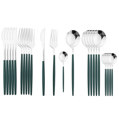 Beautiful 24Pcs Stainless Steel Cutlery Sets (various colors)