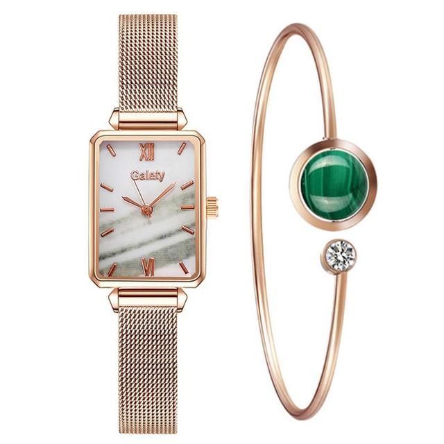 Square Quartz Watch & Optional Complimentary Bangle