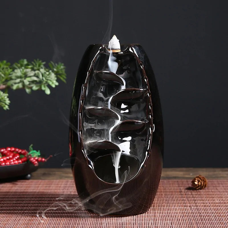 Ceramic Waterfall Incense Burners (various colors)