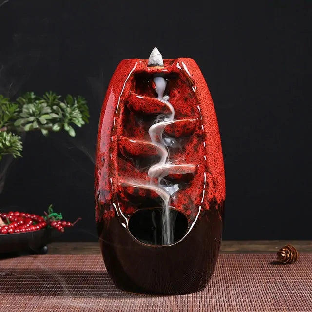 Ceramic Waterfall Incense Burners (various colors)