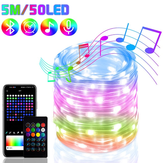 String Lights - USB App Control 16 mil Colors, 4 Lighting Modes, Synced with Music!