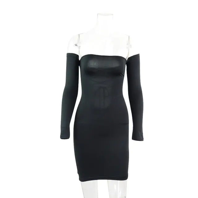 Strapless Large Women's Long Sleeve Backless Night Club Dress