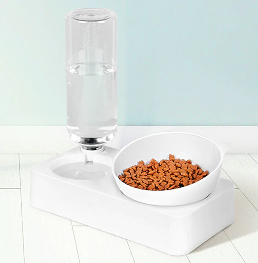 White Pet Feeder and Water (2 sizes)