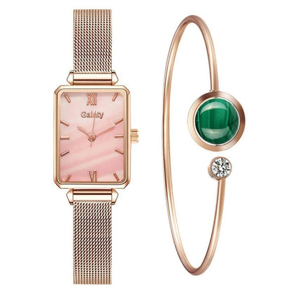 Square Quartz Watch & Optional Complimentary Bangle