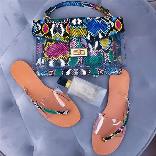 Jelly Snake Print Shoes & Handbag Set (various styles)