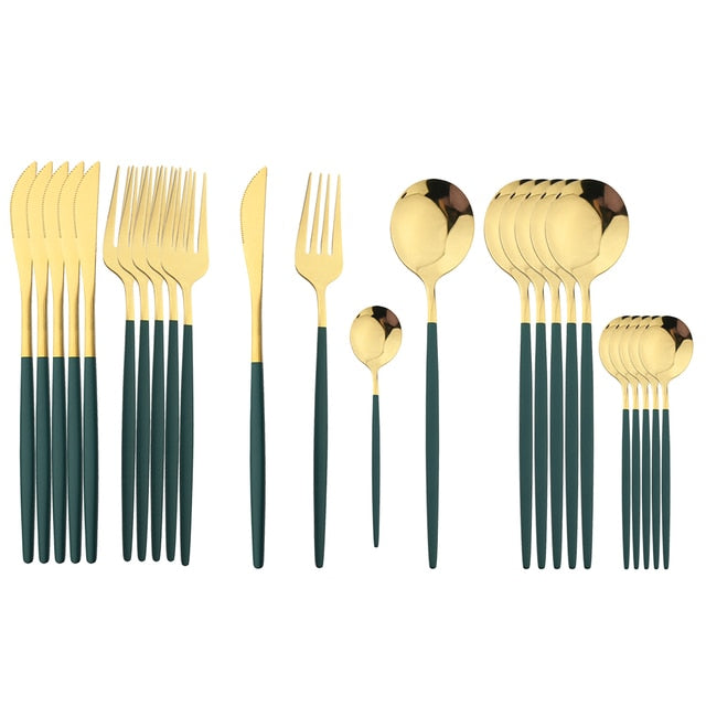 Beautiful 24Pcs Stainless Steel Cutlery Sets (various colors)