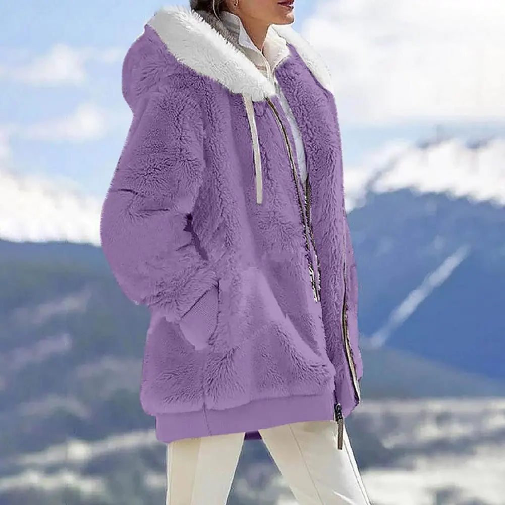 Plush Zipper Coat for Women & Plus Sizes (various colors)