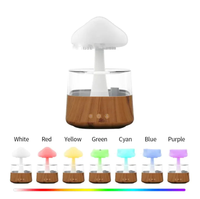 Ultrasonic Atomizing Cloud & Rain Humidifier Wood Grain 7 Color Light Aromatherapy Machine