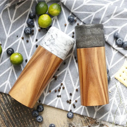 Wooden Marble Pepper Grinder Mill