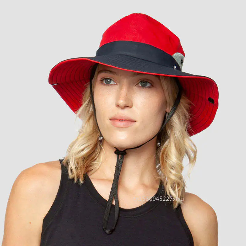 Wide Brim UV Protection Hat with Ponytail Opening (various colors)