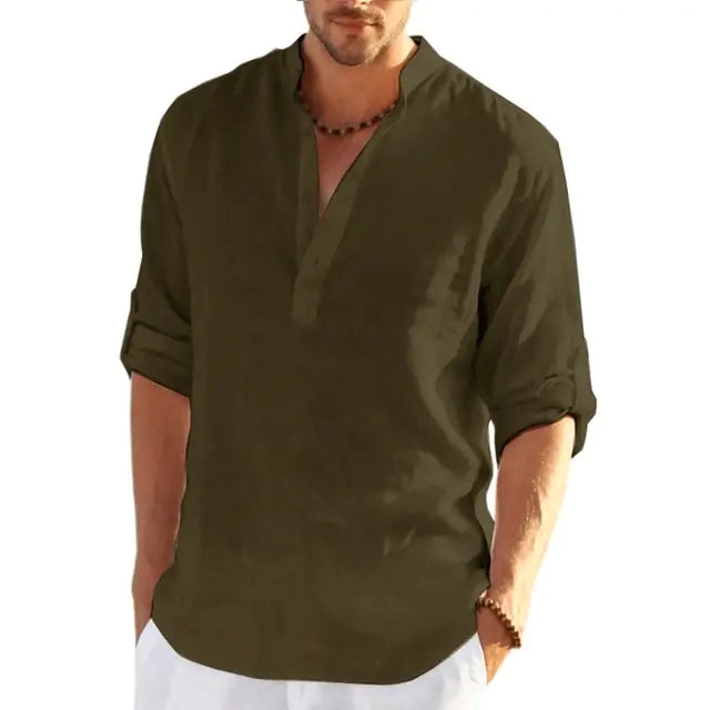 Men's Linen Long Sleeve Shirts (various colors)