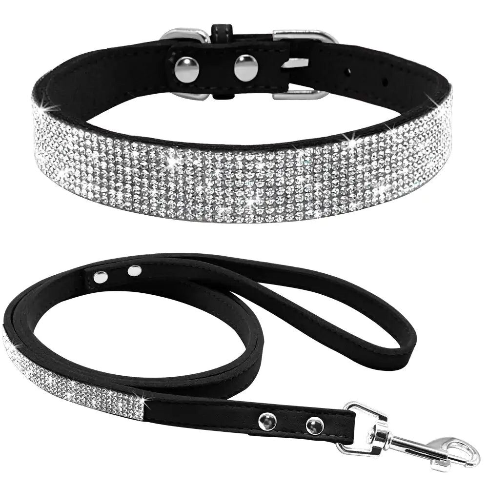 Pet Rhinestone Collar Leash Set