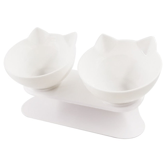 Single or Double Cat/Dog Bowl With Raised Stand (black, white, clear)