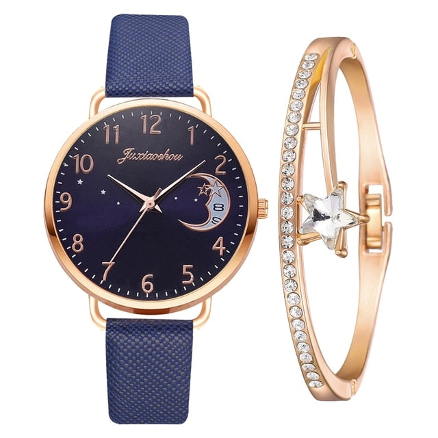 Celestial Moon Numbers Watch & Bracelet Sets (various colors)