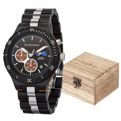 Luxury Wooden Chronograph Watch for Men (various colors l